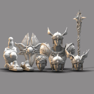 Image of all Flame Seraph pieces except for the large wings.